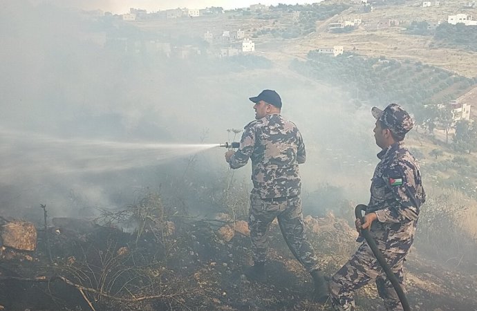 الدفاع المدني يخمد حريق أعشاب جافة وأشجار مثمرة في إربد
